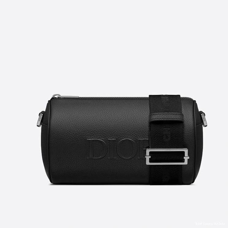 Cheap Grained Black Dior Calfskin Messenger Roller 0711 Luxury